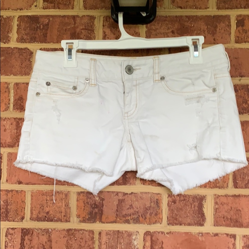 White jean shorts